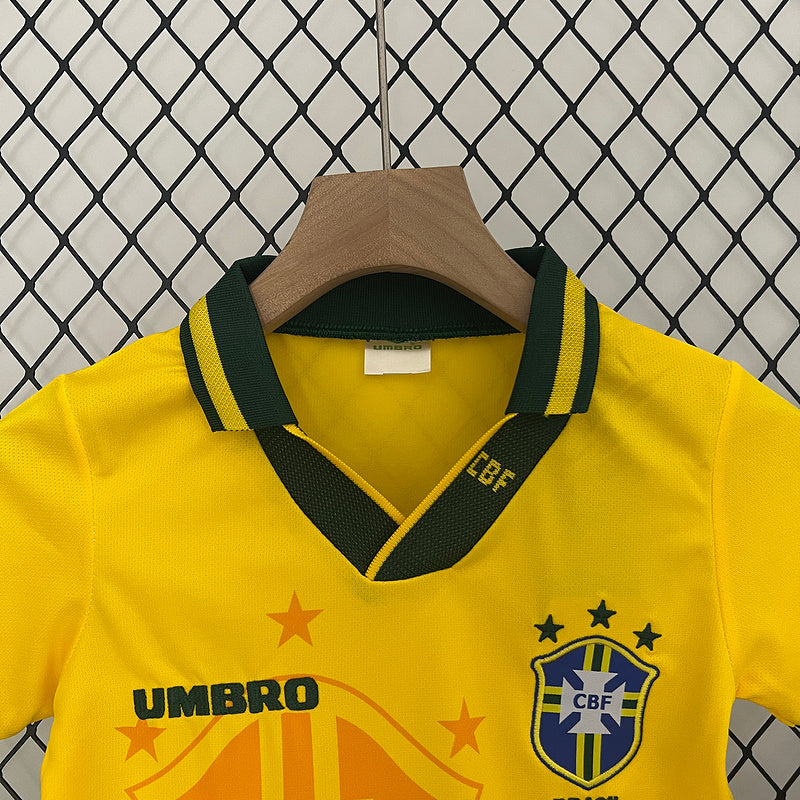 Conjunto Retrô Infantil Seleção Brasil l 1994 - Modelo Torcedor