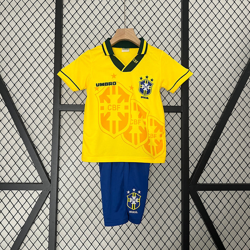 Conjunto Retrô Infantil Seleção Brasil l 1994 - Modelo Torcedor