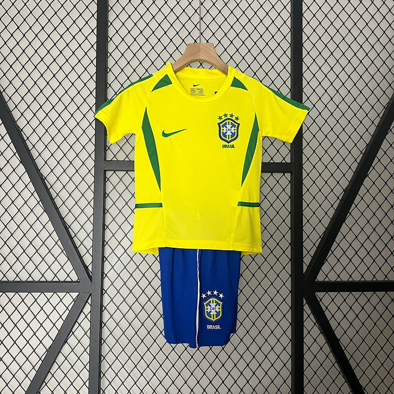 Conjunto Retrô Infantil Seleção Brasil l 2002 - Modelo Torcedor