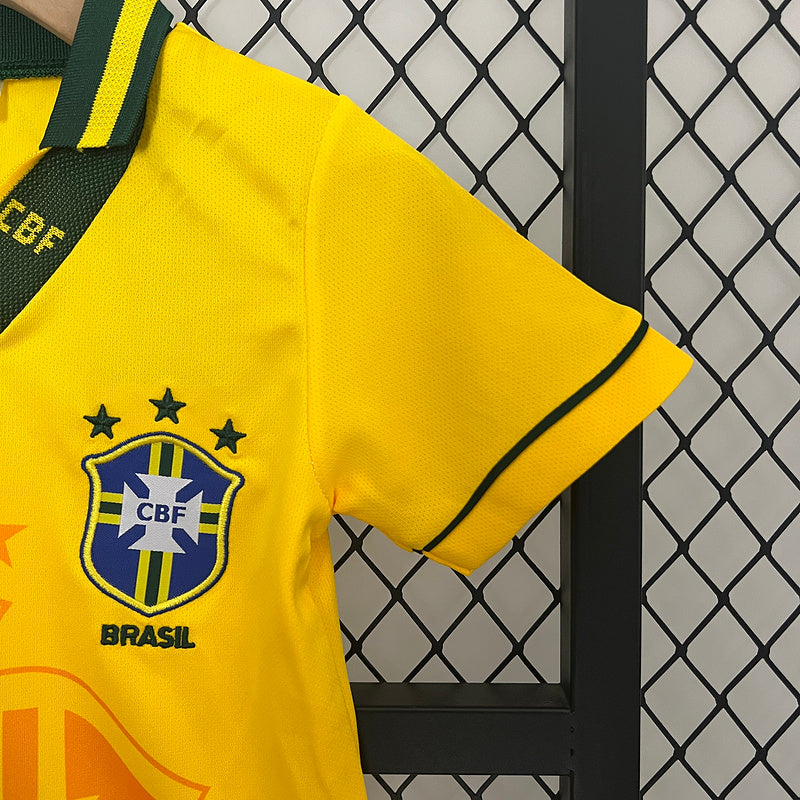 Conjunto Retrô Infantil Seleção Brasil l 1994 - Modelo Torcedor