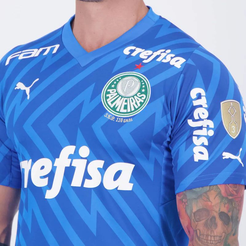 Camisa Palmeiras c/ Patrocínios Goleiro 2024/25 Azul - Modelo Torcedor